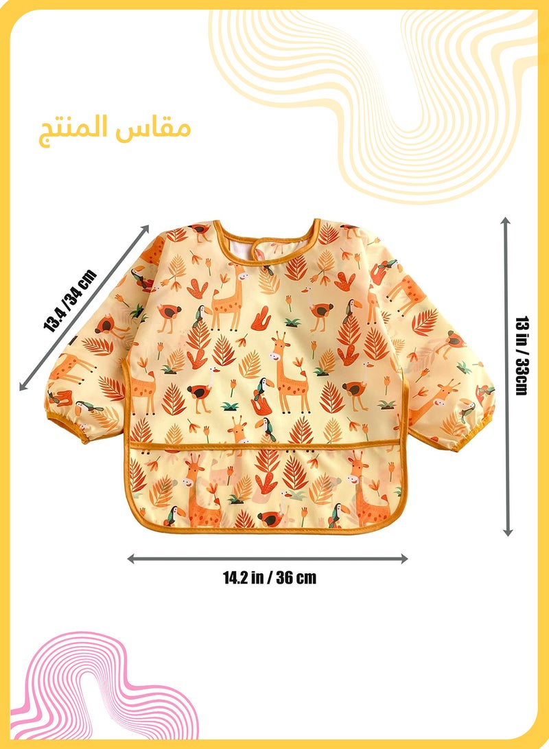 She&Little 3 Pack Long Sleeve Baby Bibs, Waterproof Full Sleeve Smock for Infant Toddler, Adjustable Back Tie, Large Catch-All Pocket, Ideal for 6-36 Months - Image 4