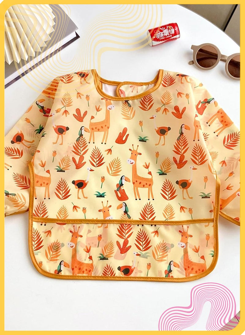 She&Little 3 Pack Long Sleeve Baby Bibs, Waterproof Full Sleeve Smock for Infant Toddler, Adjustable Back Tie, Large Catch-All Pocket, Ideal for 6-36 Months - Image 3