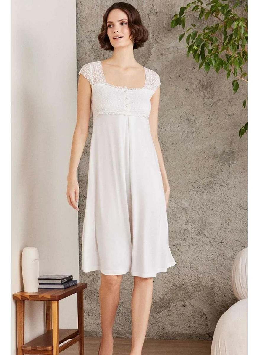 بيير كاردان 4005 Maternity Dressing Gown and Nightgown Set-Ecru