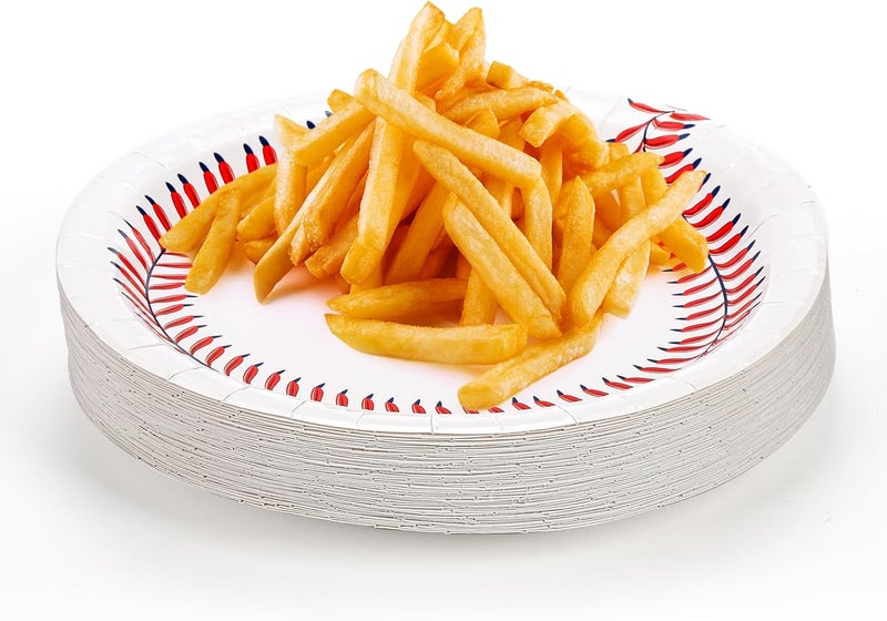 Kingrol 100 Pack Baseball Plates 9 and 7 Baseball Themed Party Supplies Birthday Decor Disposable Paper Plates Round Food Serving Tray for Kids Serves - Image 2