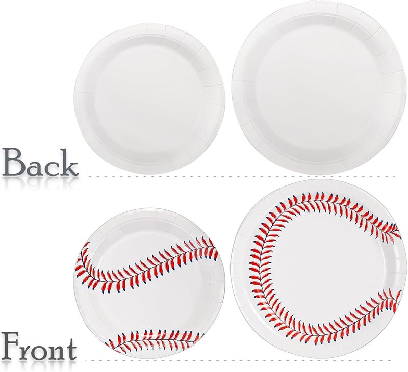Kingrol 100 Pack Baseball Plates 9 and 7 Baseball Themed Party Supplies Birthday Decor Disposable Paper Plates Round Food Serving Tray for Kids Serves - Image 4