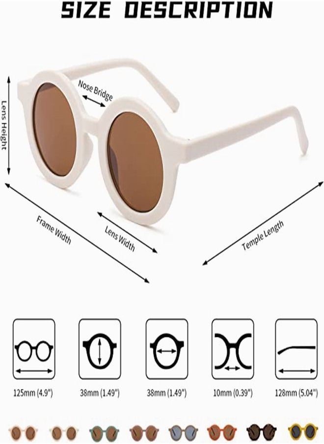 Kids Sunglasses, Retro Cute Round Sunglasses for Kids Girls Boys Sunnies UV400 Protection Sun Glasses, Flexible Frame for Girls Boys Age 2-10 Morandi Sunglasses Fashion Beach Holiday (Pink+White) - Image 4