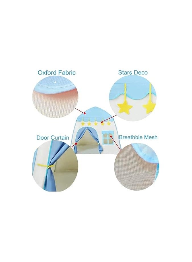 Kids Play Tent – Large Indoor/Outdoor Princess & Prince Playhouse (130 x 100 x 130 cm) for Girls & Boys | Foldable Children's Tent Toy – Blue - Image 3