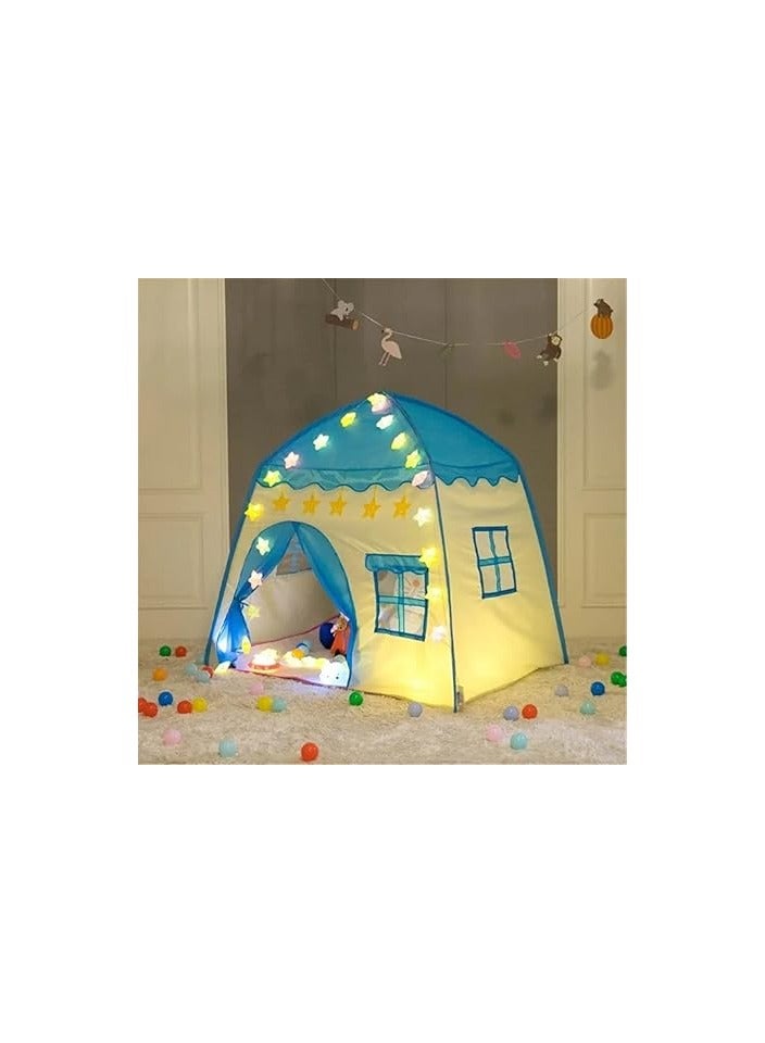 Kids Play Tent – Large Indoor/Outdoor Princess & Prince Playhouse (130 x 100 x 130 cm) for Girls & Boys | Foldable Children's Tent Toy – Blue - Image 4