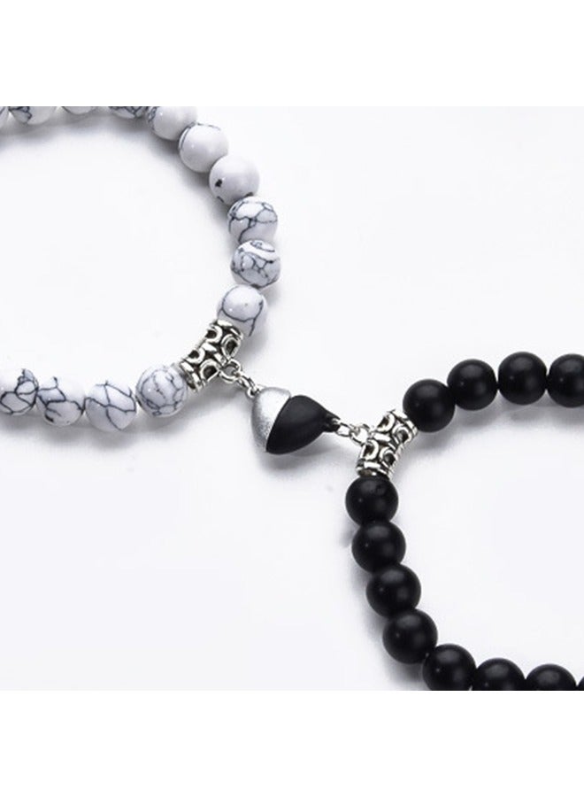 Magnetic Couple Bracelets, 2PCS Matching Mutual Attraction Bracelets Forever Relationship Long Distance Bracelets Stone Beaded Jewellery Gift for Boyfriend Girlfriend Lover His Hers Best Friend - Image 5