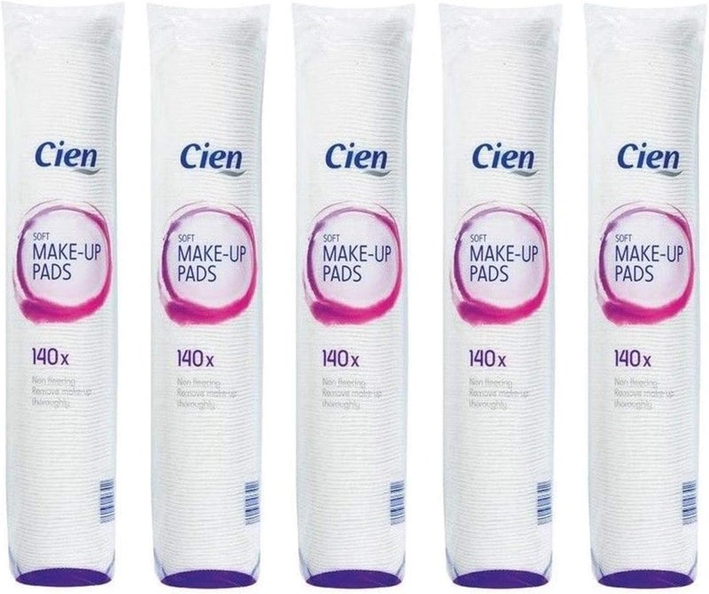 Cien Soft Makeup Removal Pads 140 Pack of 5 700 NonFleecing Cotton Polyester Pads