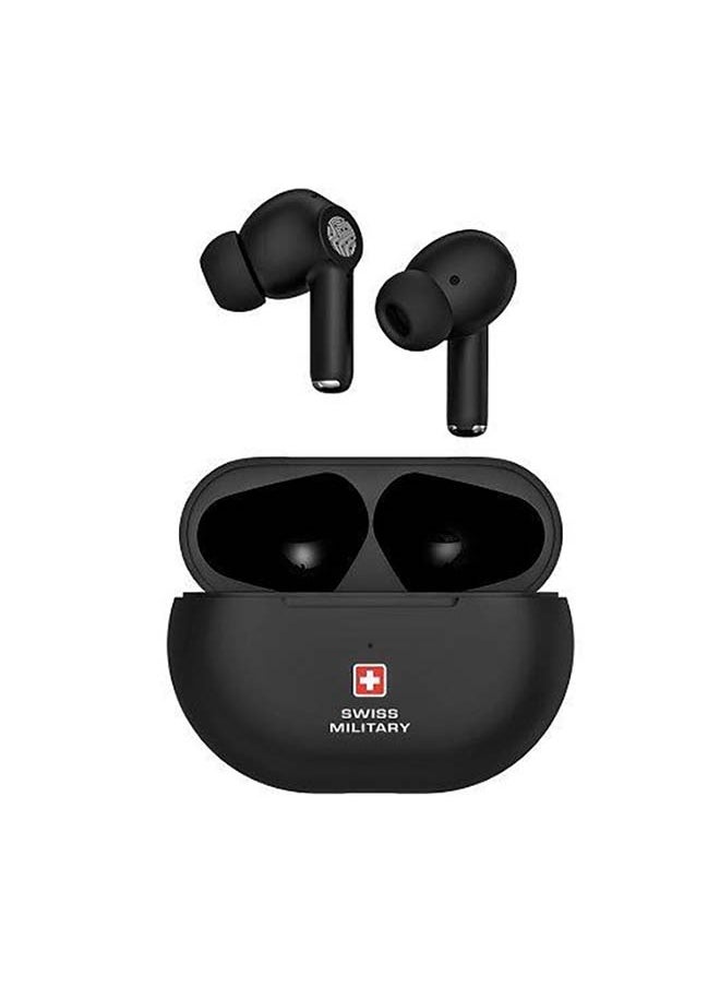 SWISS MILITARY Delta 5 Earbuds Active Noise Cancelling Black  - Image 1