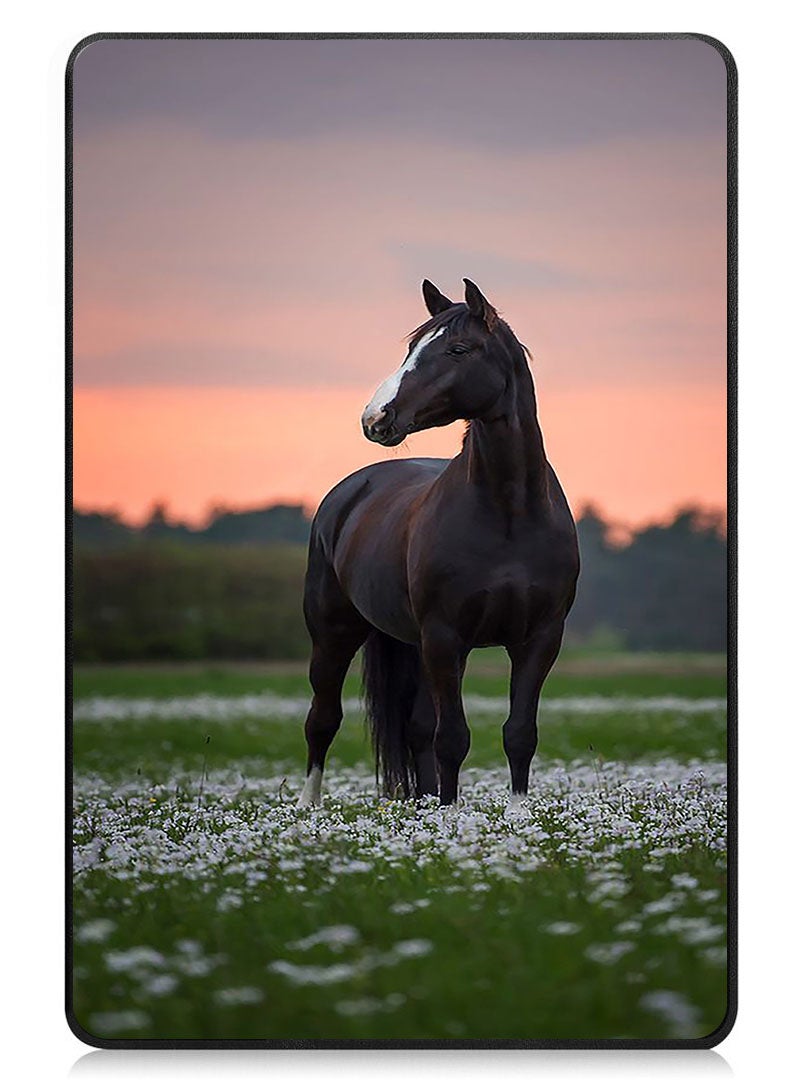 Theodor Protective Flip Case For Lenovo Tab M8 (4th Gen) - 2023 With Trifold Stand Auto Wake Sleep Shockproof Cover Black Horse - Image 1