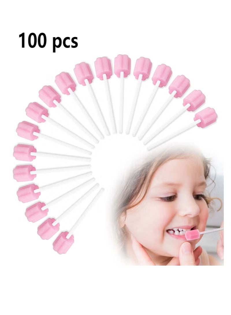 100 قطعة مسحات الفم المتاح الإسفنج غير المنكه معقمة عن طريق الفم مسحات الأسنان لتنظيف طقم فرشاة الأسنان للسفر المشي لمسافات طويلة التخييم اكسسوارات السفر - Image 1