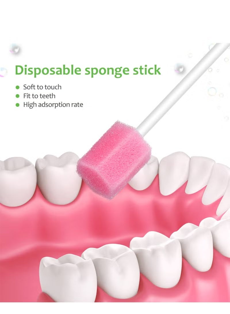 100 قطعة مسحات الفم المتاح الإسفنج غير المنكه معقمة عن طريق الفم مسحات الأسنان لتنظيف طقم فرشاة الأسنان للسفر المشي لمسافات طويلة التخييم اكسسوارات السفر - Image 4