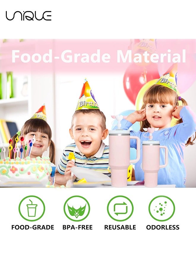 Unique 5 PCS Dustproof Straw Cap, Reusable Silicone Straw Lid Protector,Cartoon Pattern Plugs,for 0.4"/10mm Straw Fitting (Heart-Shaped) - Image 3