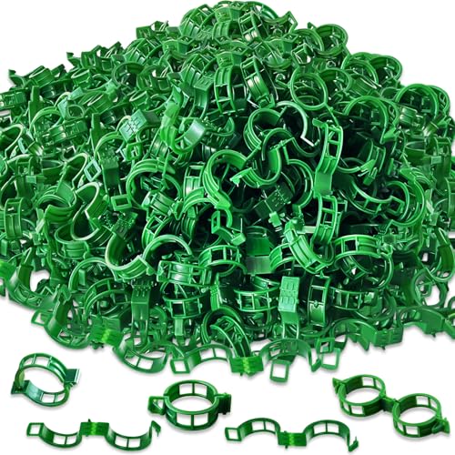Pynqdfu 400 Pcs Plastic Trellis Plant Support Clips,Vine Vegetable Fixing Clips,Grape Tomato Plant Support,Garden Vine Clips for Healthier Vegetable Growth (Green) - Image 1