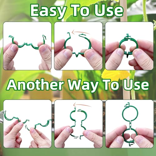 Pynqdfu 400 Pcs Plastic Trellis Plant Support Clips,Vine Vegetable Fixing Clips,Grape Tomato Plant Support,Garden Vine Clips for Healthier Vegetable Growth (Green) - Image 4