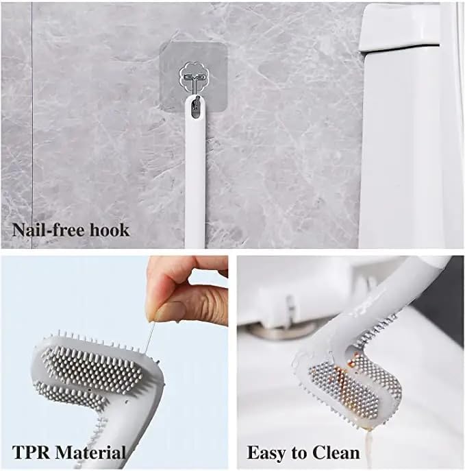 REXOTEX Silicon Toilet Cleaning Brush with Slim No-Slip Long Handle Toilet Brush 360 Degree RARIND Golf Head Brush Ideal for Cleaning Home, Kitchen, Bathroom & Wash Basin Pack of 3 - Image 2