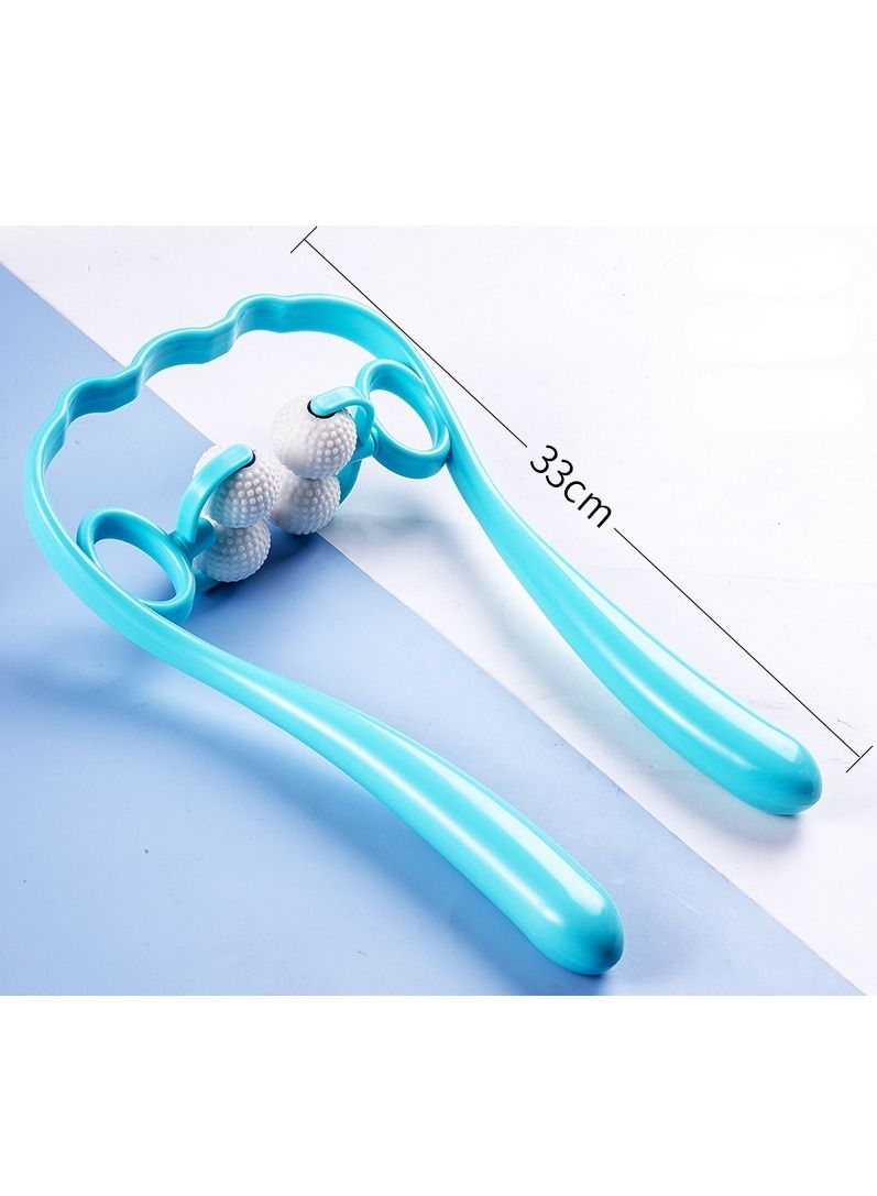 DubaiGallery جهاز تدليك الرقبة، 4 بكرات تدليك للرقبة لتخفيف الألم، جهاز تدليك يدوي للرقبة، جهاز تدليك الرقبة Relaxology لتخفيف آلام الرقبة وآلام العضلات، أزرق - Image 2