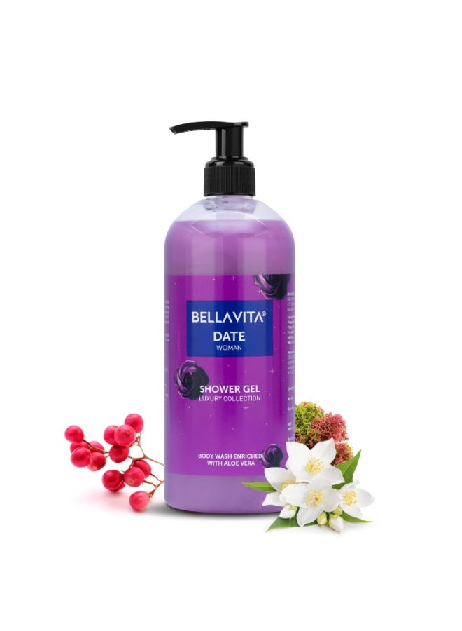 Bella Vita Luxury Date Woman Body Wash Shower Gel for Women | 500ml | Deep Cleansing, Hydrating & Moisturising with Aloe Vera Extract | Softer, Smoother Skin | Suitable for All Skin Types - Image 1