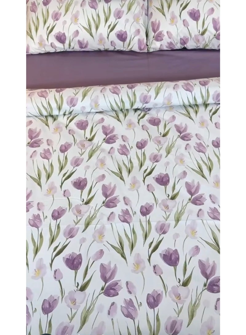 طقم ملاية سرير كبير قطن لوكس 4 قطع مقاس 270*240 - Image 1