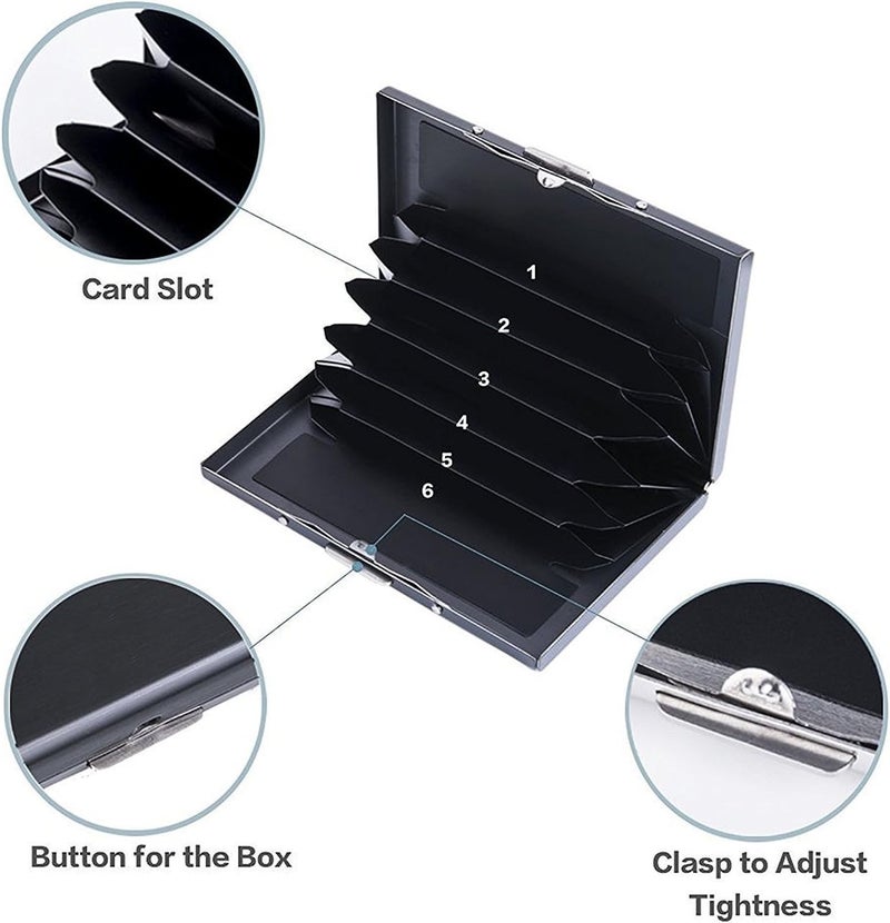Storite 2-Pack RFID Protected Metal Credit Card Holder Wallet for Men & Women | 6 Slot Anti-Theft Card Case for ATM, Debit, Business, ID Cards – Slim & Stylish (Black) - Image 3