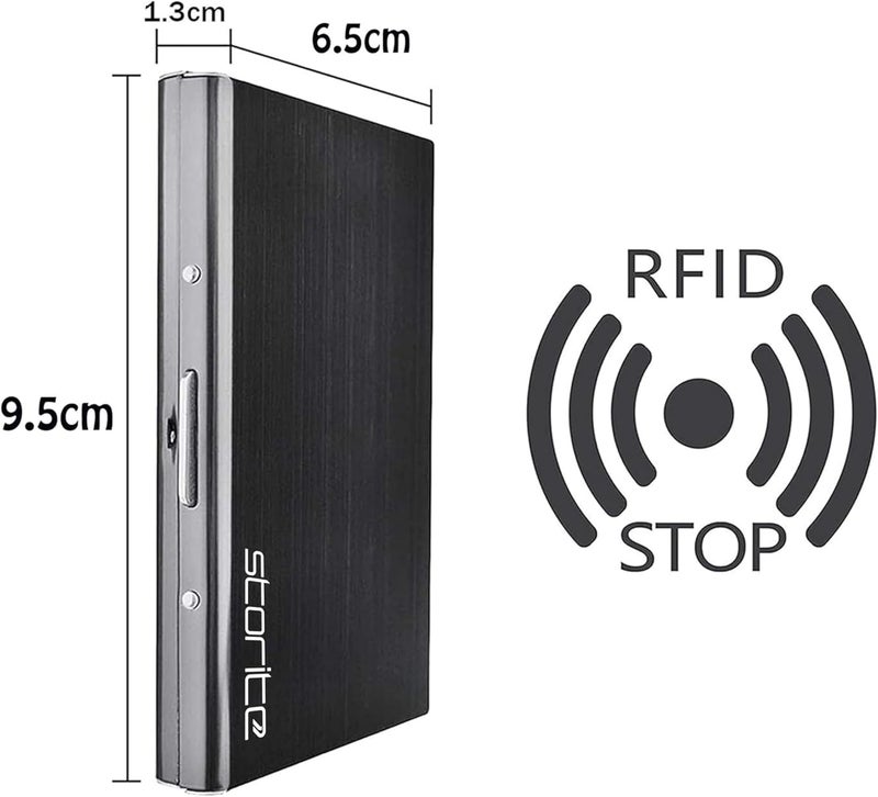 Storite 2-Pack RFID Protected Metal Credit Card Holder Wallet for Men & Women | 6 Slot Anti-Theft Card Case for ATM, Debit, Business, ID Cards – Slim & Stylish (Black) - Image 2