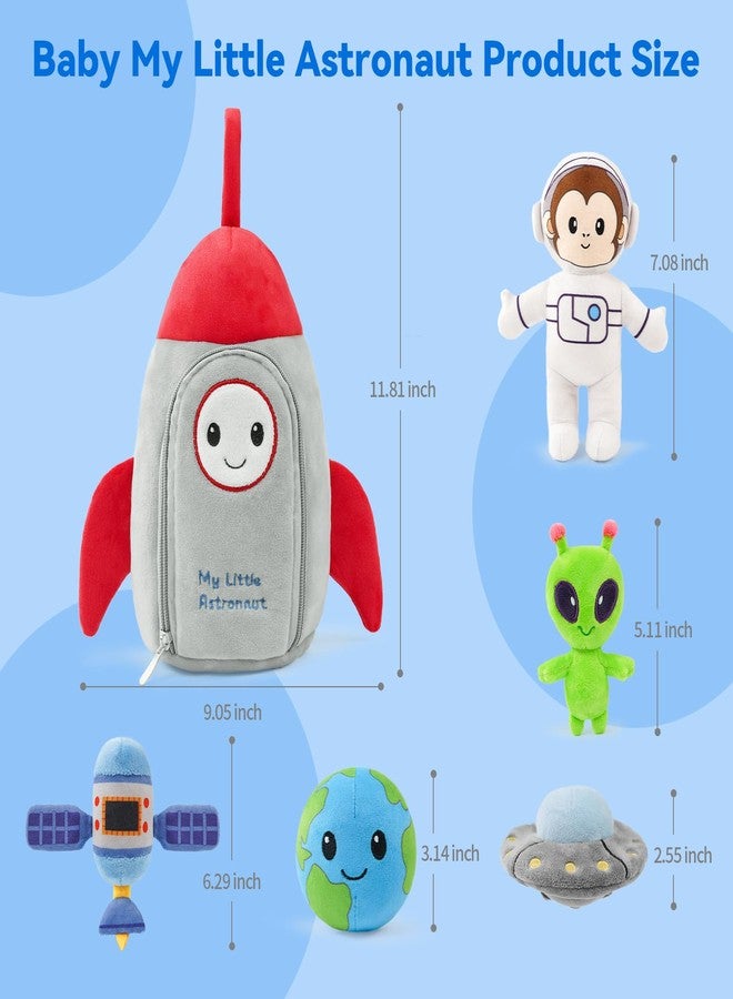 JUSTQUNSEEN Stuffed Plush Astronaut Kit for Baby Toddler, 6-Pcs My Little Astronaut Playset, Sensory Pretend Play Toy with Rocket Bag/Monkey AST ronaut/Alien, Boy Girl Infant Newborn Gifts - Image 2