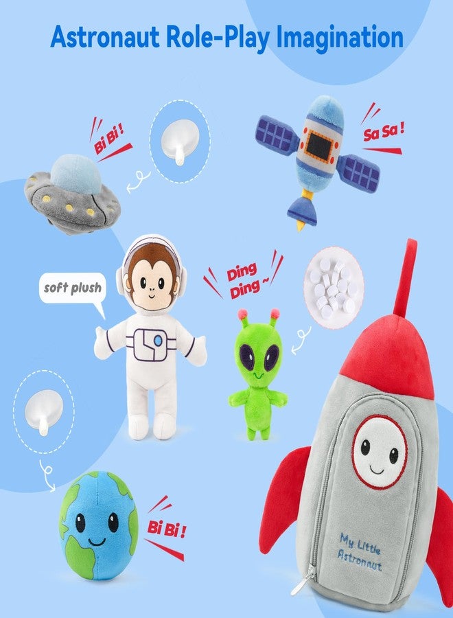 JUSTQUNSEEN Stuffed Plush Astronaut Kit for Baby Toddler, 6-Pcs My Little Astronaut Playset, Sensory Pretend Play Toy with Rocket Bag/Monkey AST ronaut/Alien, Boy Girl Infant Newborn Gifts - Image 3