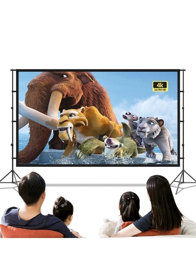 Projector Screen with Stand, 100 Inch Portable Indoor Outdoor Projection Screen 16:9 HD 4K Wrinkle-Free Outdoor Movies Screen with Carrying Bag for Home Theater Camping and Backyard Cinema  - Image 3