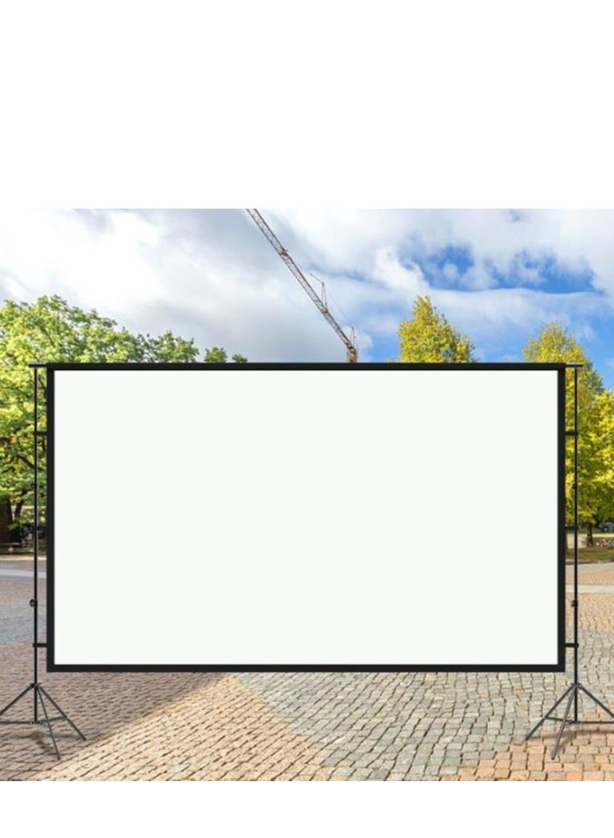 Projector Screen with Stand, 100 Inch Portable Indoor Outdoor Projection Screen 16:9 HD 4K Wrinkle-Free Outdoor Movies Screen with Carrying Bag for Home Theater Camping and Backyard Cinema  - Image 4