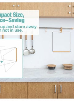 Excefore Towel Drying Rack, Foldable Dishcloth Rag Holder, Installation free Metal Towel Bar, Washing Cloth Organizing Bracket for Kitchen Bathroom Laundry Room, Indoor and Outdoor Use  - Image 5