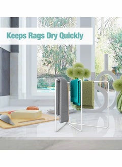 Excefore Towel Drying Rack, Foldable Dishcloth Rag Holder, Installation free Metal Towel Bar, Washing Cloth Organizing Bracket for Kitchen Bathroom Laundry Room, Indoor and Outdoor Use  - Image 2