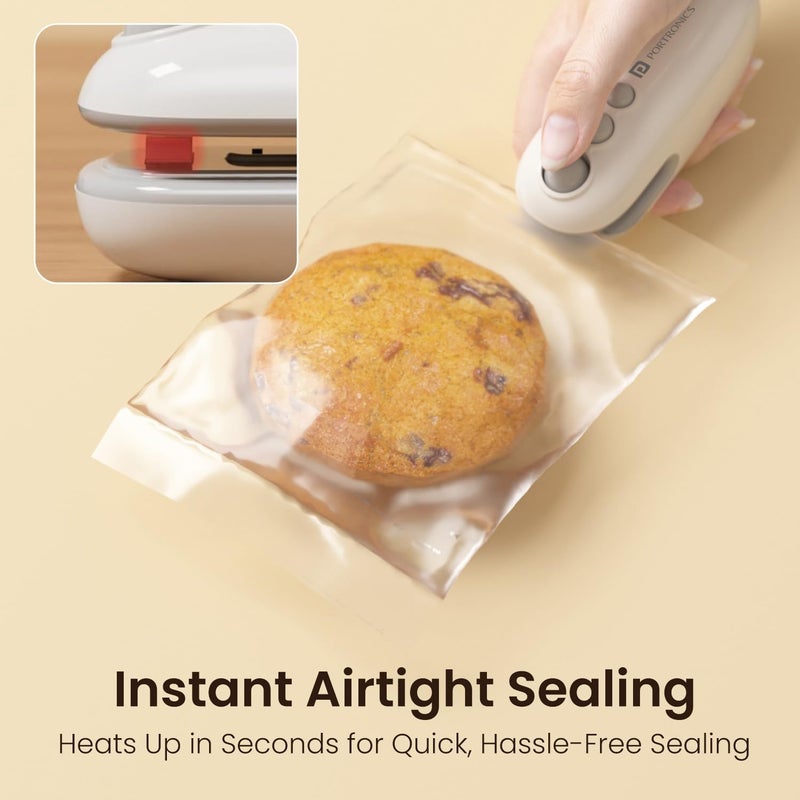 Portronics Locksy 2-in-1 Sealer & Cutter, Portable & Type-C Rechargeable Mini Food Bag Sealer for Food, Chips, Snacks, Traveling Food Packets with Magnet, Strong Heating Clip & Sharp Cutting Blade - Image 4