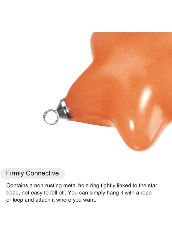 sourcing map Pendant Charm Keychain Acrylic Star Bead Charm Leather Tassel with Key Ring Clip for Jewelry Making DIY Crafts 4Pcs Orange - Image 4