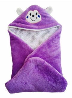 Brandonn Newborn Combo Of Shearing Velvet And Fleece Hooded Baby Blanket (Pack Of 2 Purple)  - Image 3