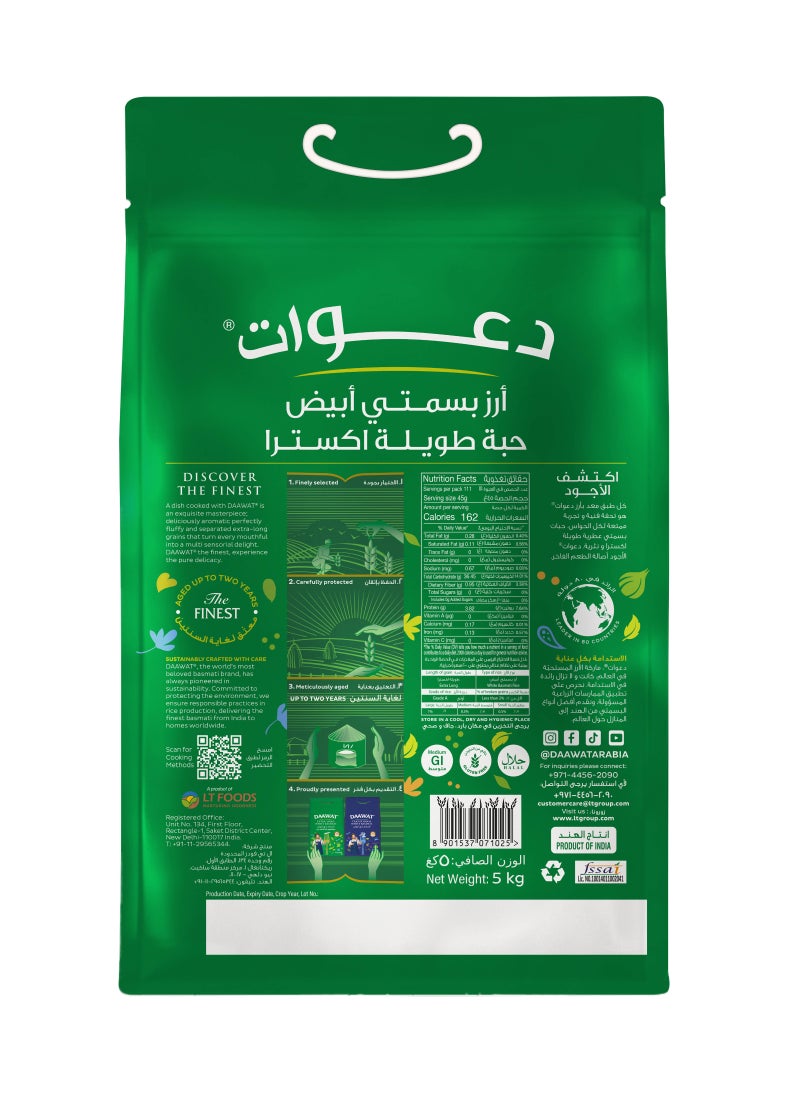 Daawat Extra Long Grain White Indian Basmati Rice 5kg - Image 2