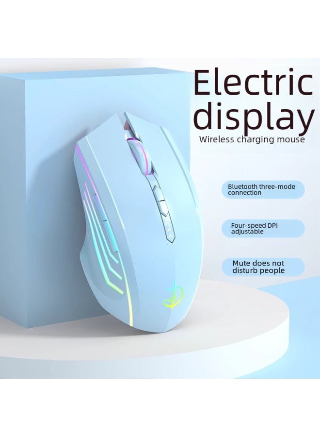 Jiansheng Family Bluetooth Wireless Mouse Charging Mute Boys And Girls E-sports Game For Xiaomi Lenovo Huawei-Color:Power Display Version 7 Keys-dual Mode-2400DPI-RGB Lamp Effect + One Click Back To - Image 2