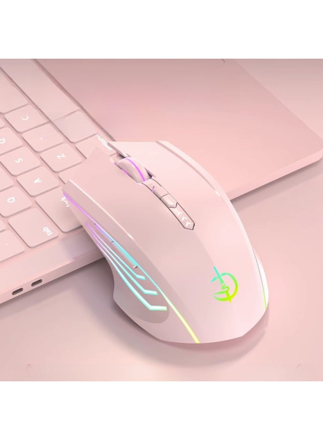 Jiansheng Family Bluetooth Wireless Mouse Charging Mute Boys And Girls E-sports Game For Xiaomi Lenovo Huawei-Color:Power Display Version 7 Keys-dual Mode-2400DPI-RGB Lamp Effect + One Click Back To - Image 3
