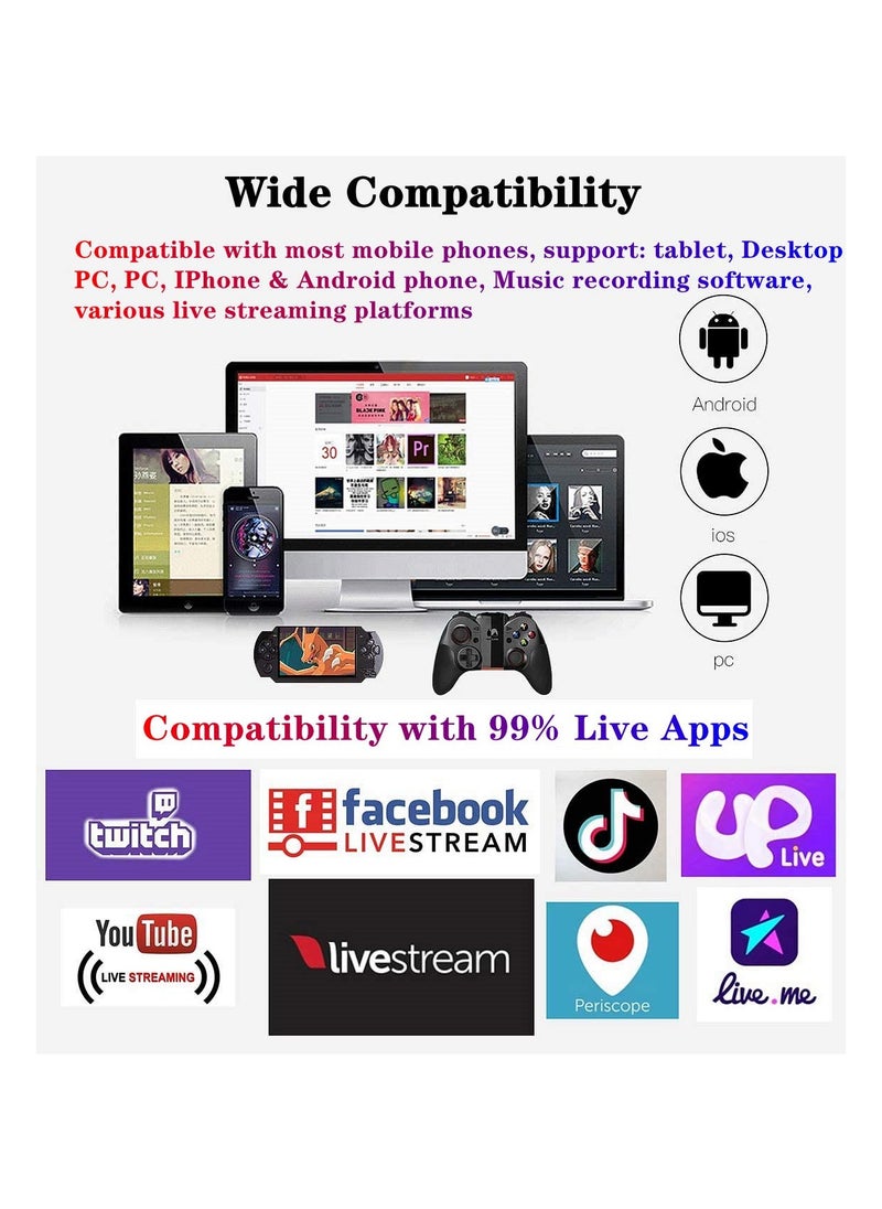 SYOSI - Professional Audio Mixer, K300 Sound Card Live Sound Interface Audio Interface Board with Multiple DJ Mixer Effects,Voice Changer and LED Light for Streaming/Podcasting/Gaming/Recording/YouTube/PC - Image 1