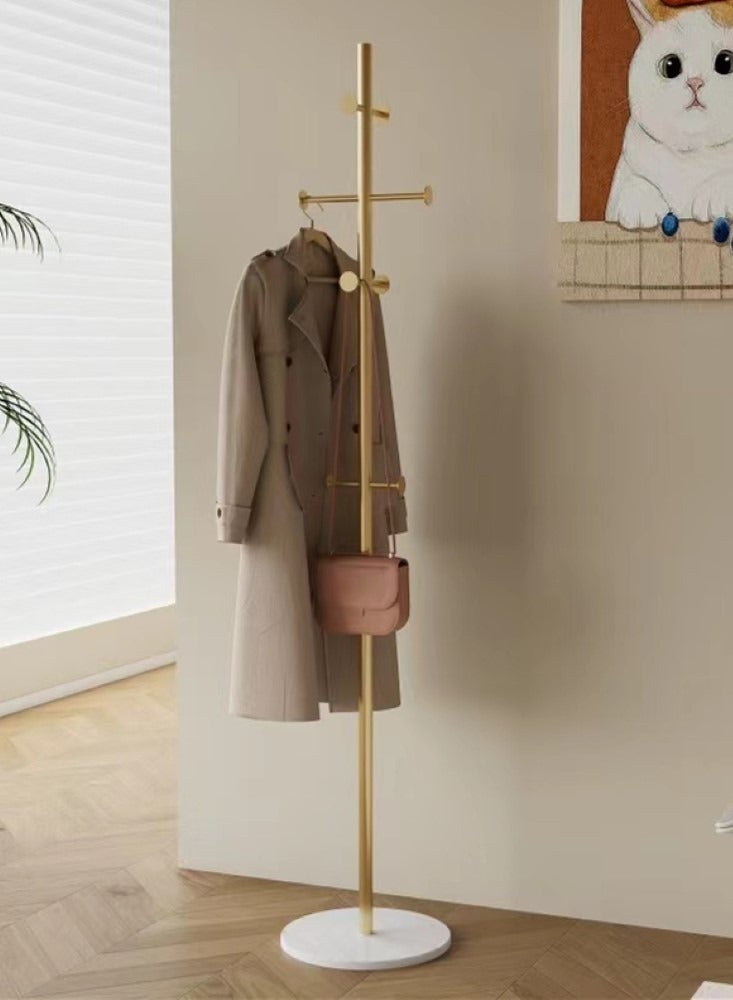 Kutis 1-Piece Metal Cloth Rack Clothes And Coat Hanger Rack Garments Rack Elegant Free Standing Cloth Rack Gold/White 32x170 cm  - Image 1
