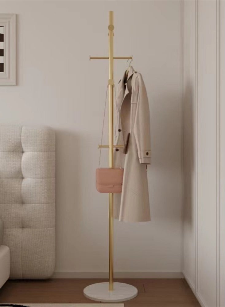 Kutis 1-Piece Metal Cloth Rack Clothes And Coat Hanger Rack Garments Rack Elegant Free Standing Cloth Rack Gold/White 32x170 cm  - Image 2
