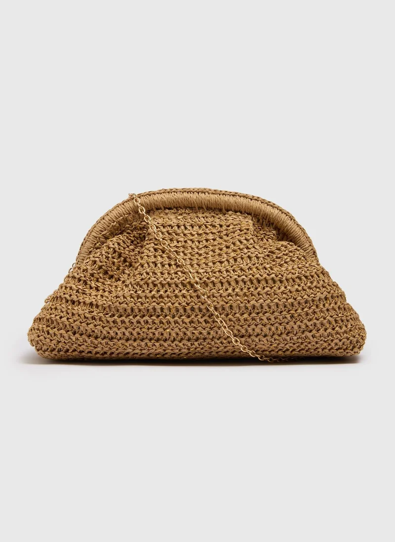 Matalan Gold Straw Clutch