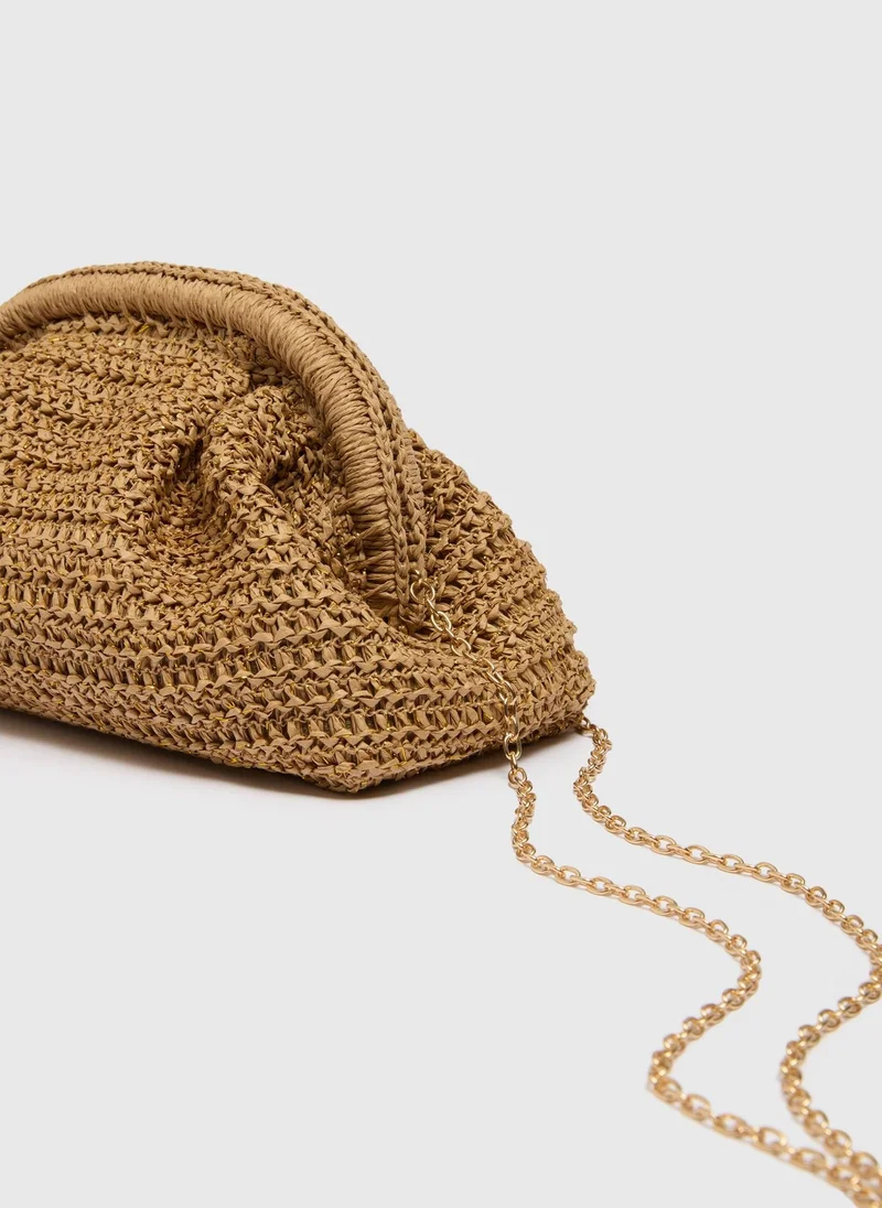 Matalan Gold Straw Clutch
