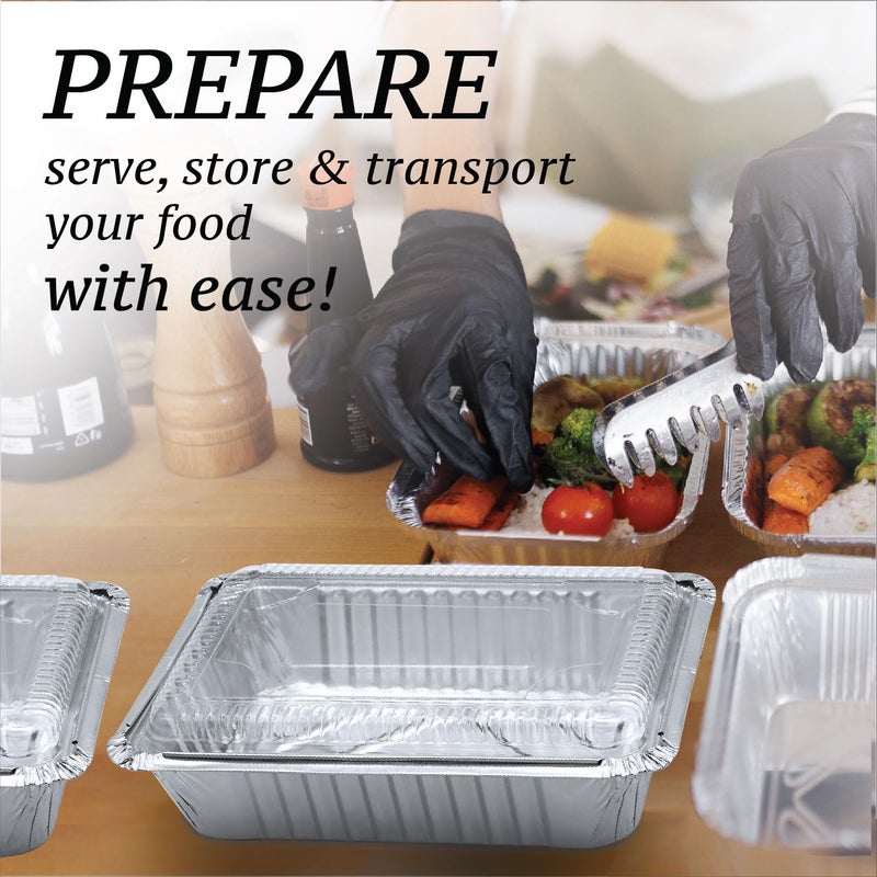 Spare Essentials (55 Count) 2.25LB Aluminum Containers with Lids (8.5"x6") - Disposable Foil Container for Takeout, Baking, Freezing, Food Storage - Aluminum Pans with Lids, To Go Containers - Image 5