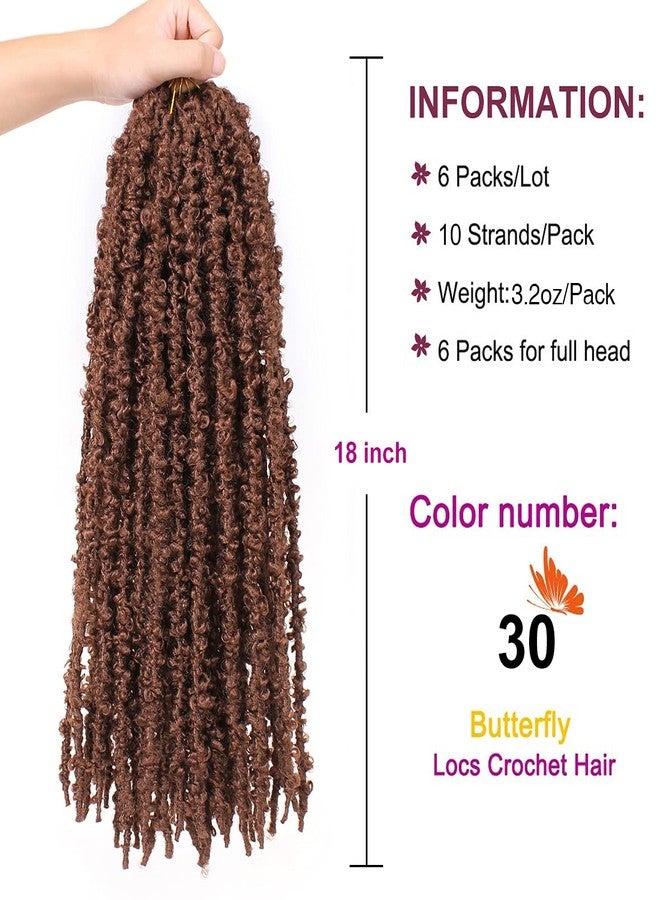زيد ار كيو شعر كروشيه ZRQ Butterfly locs بطول 18 بوصة، شعر كروشيه Distressed Locs، 6 عبوات، بني ناعم، ضفائر كروشيه Butterfly Locs، وصلات شعر كروشيه طبيعية صناعية جاهزة للتركيب (18 بوصة، 30#). - Image 2