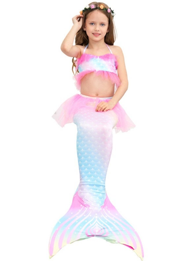 NIBEMINENT Mermaid children's swimsuit, girls' mermaid swimsuit, swimsuit three-piece set, children's mermaid swimsuit - Image 1