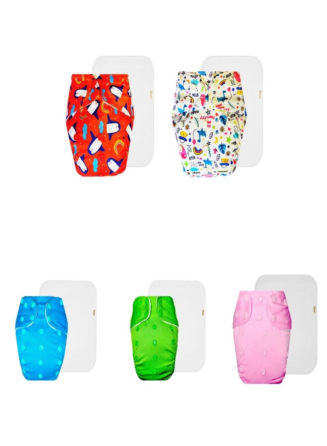 حفاضات دمبلدو القماشية الممتازة مع حشوة قطنية (عبوة من 5) | مضادة للحساسية | تسمح بمرور الهواء | مناسبة للسفر | مصممة من قبل الأمهات | من 3 أشهر إلى 3 سنوات | للجنسين - Image 1