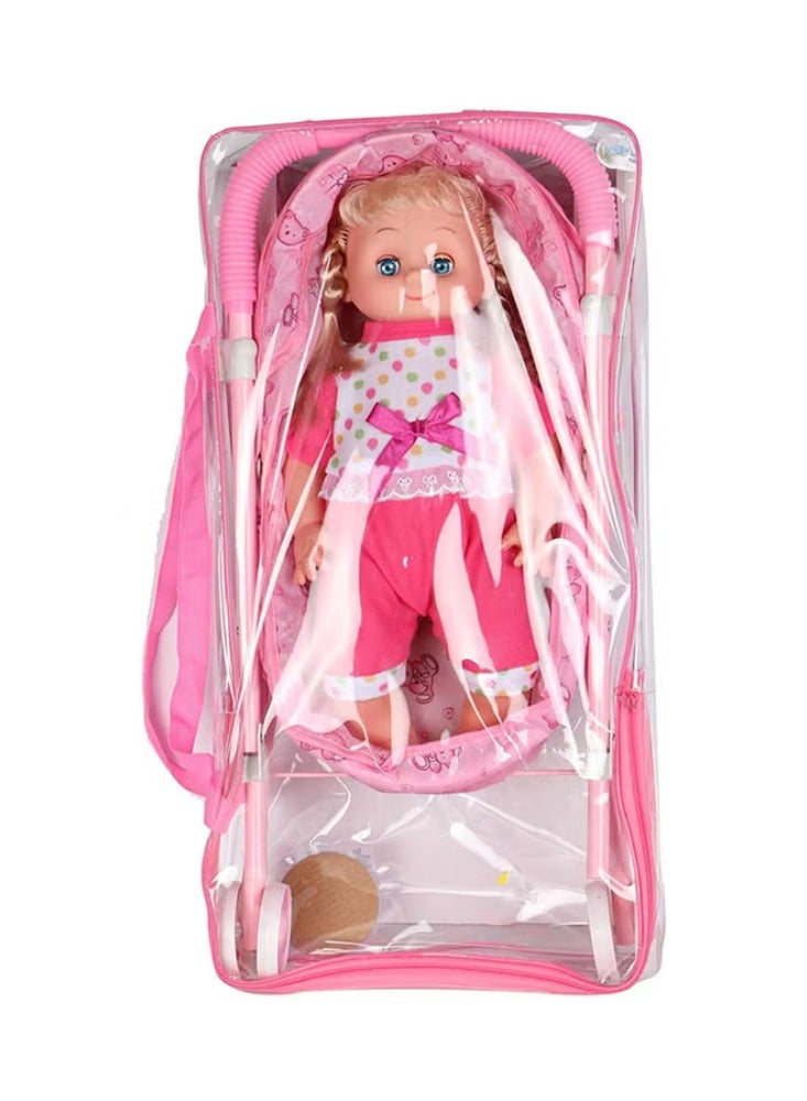 Dream Zone Huge And Soft Plush Soft Stuffed Stylish Doll With Stroller Toy For Girls - Image 1