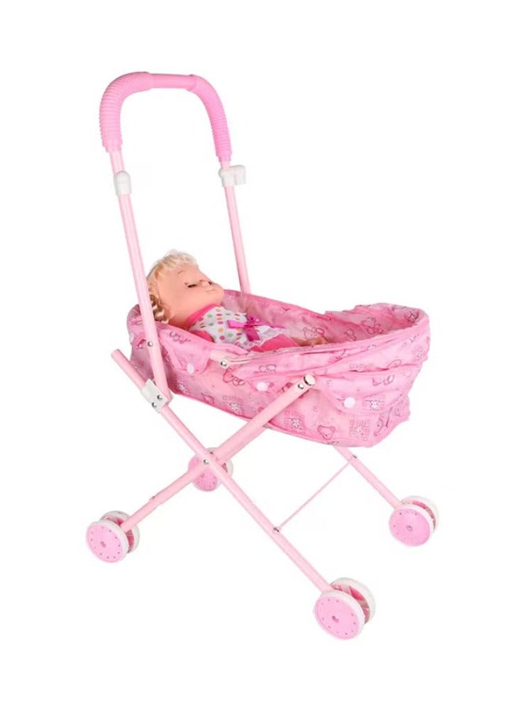 Dream Zone Huge And Soft Plush Soft Stuffed Stylish Doll With Stroller Toy For Girls - Image 2