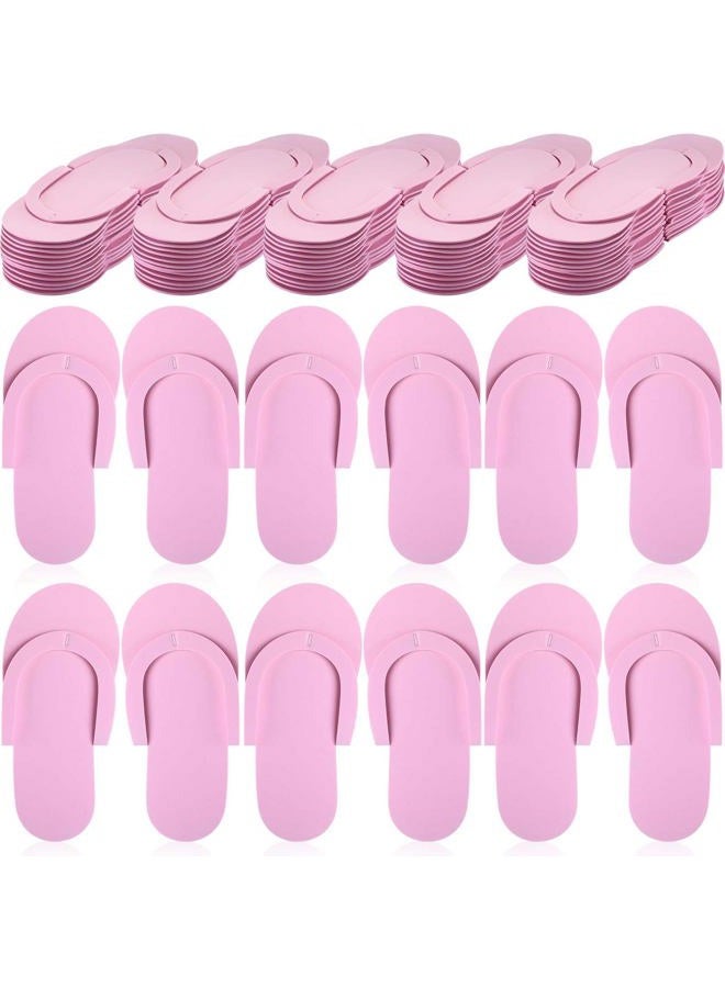 JenPen 60 Pairs Disposable Pedicure Slippers Foam Flip Flops Disposable Flip Flops Multi Color Foldable Pedicure Slippers for Guests Salon Spa Hotel Women (Pink) - Image 1