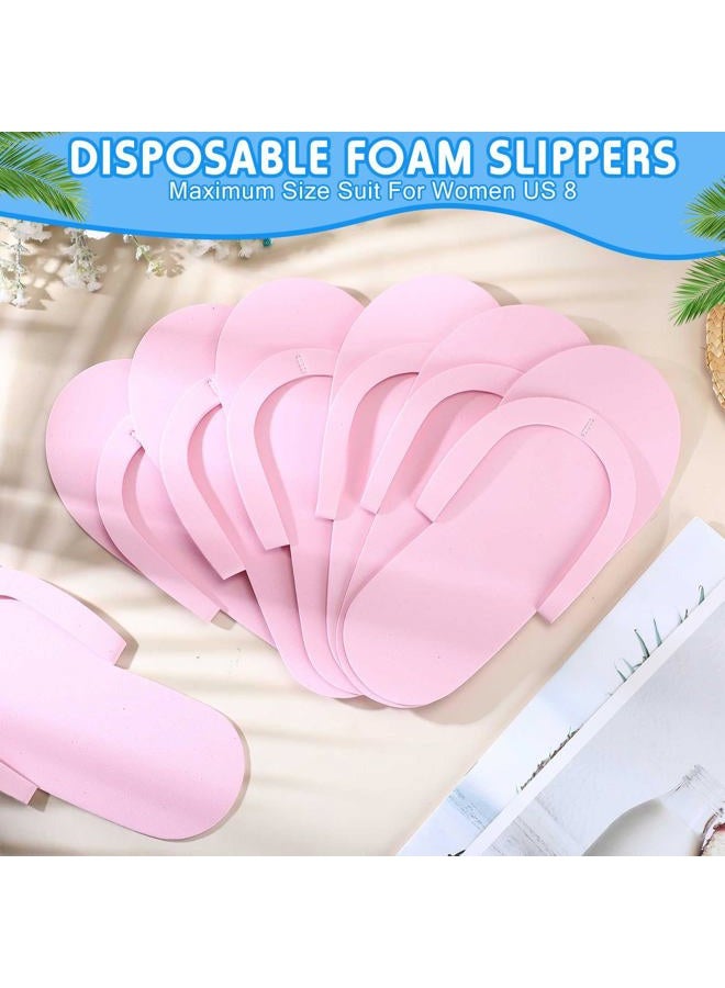 JenPen 60 Pairs Disposable Pedicure Slippers Foam Flip Flops Disposable Flip Flops Multi Color Foldable Pedicure Slippers for Guests Salon Spa Hotel Women (Pink) - Image 4