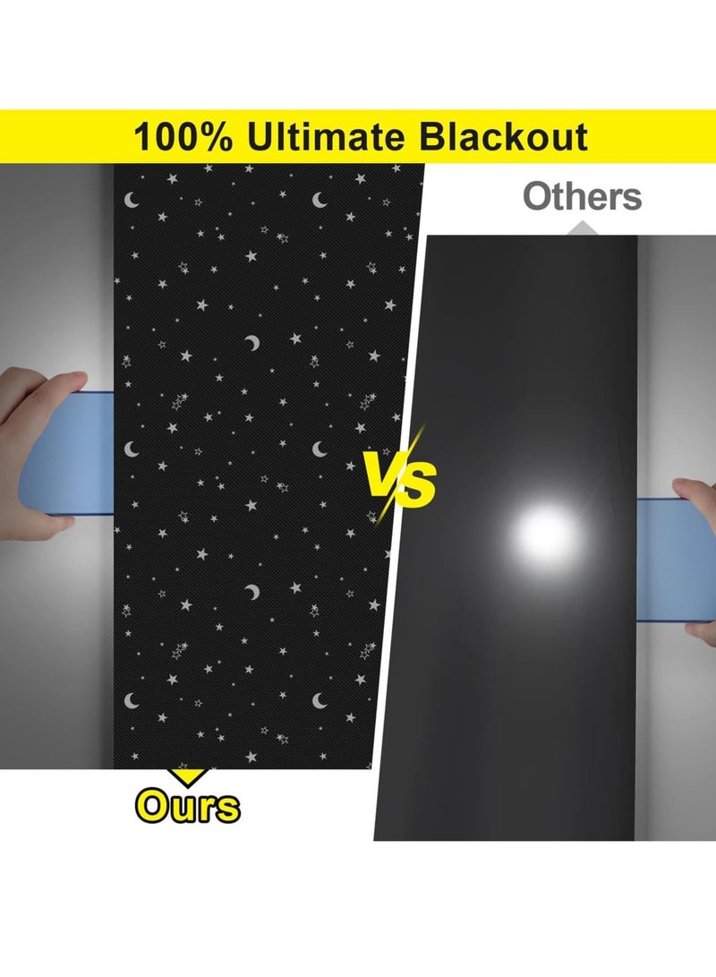 Blackout Blinds, 100% Blackout Blind Curtain for Window, No Drill Portable Blackout Shades Film for Bedroom, Cut to Any Size, Black Out Blinds for Baby Stars 78 x 57 - Image 3