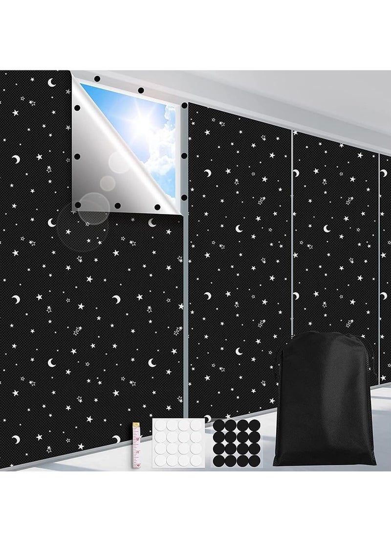 Blackout Blinds, 100% Blackout Blind Curtain for Window, No Drill Portable Blackout Shades Film for Bedroom, Cut to Any Size, Black Out Blinds for Baby Stars 78 x 57 - Image 1